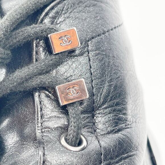 Chanel 2020 Interlocking CC Logo Black Glitter Patent Cap Toe Combat Boot EU 37 - Picture 9 of 16